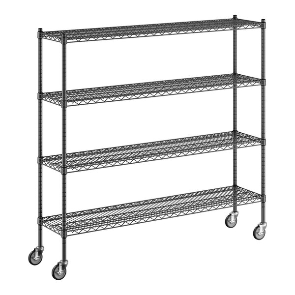 A black wire-frame Regency shelving unit with wheels.