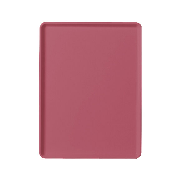 A pink rectangular Cambro dietary tray with a white border.