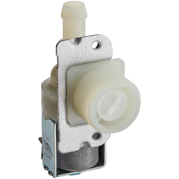A white and silver plastic electrovalve regulator for Main Street Equipment HTDT dishwashers.