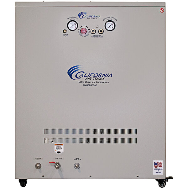 A white California Air Tools air compressor with control panel.
