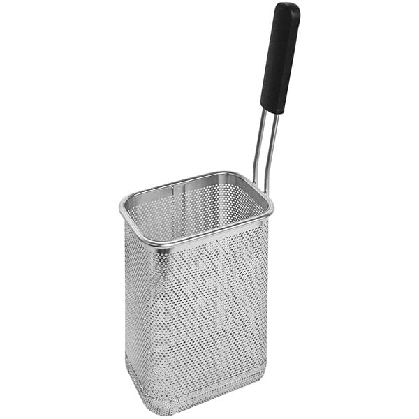 A stainless steel mesh basket with a handle, for Arcobaleno pasta cookers.