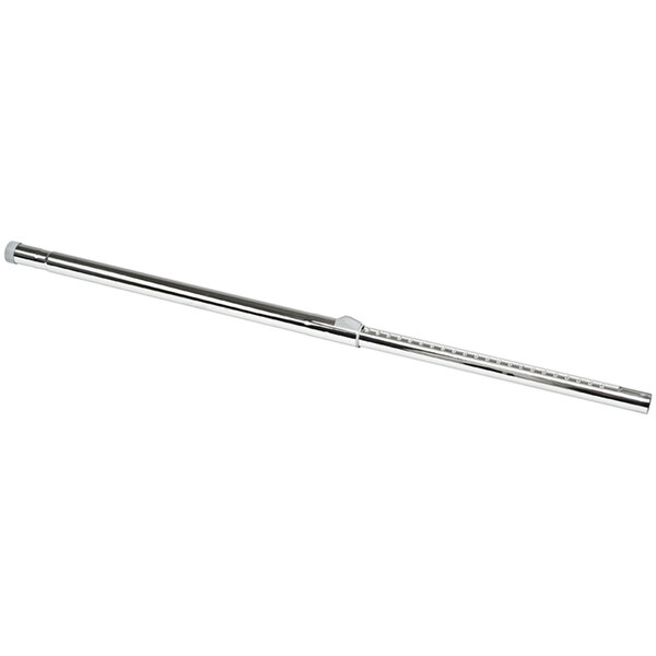 A silver metal straight telescoping wand with a white background.