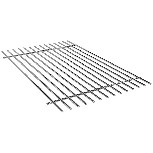 A stainless steel grill grid for a Mibrasa RTG Top Grill with long thin lines.