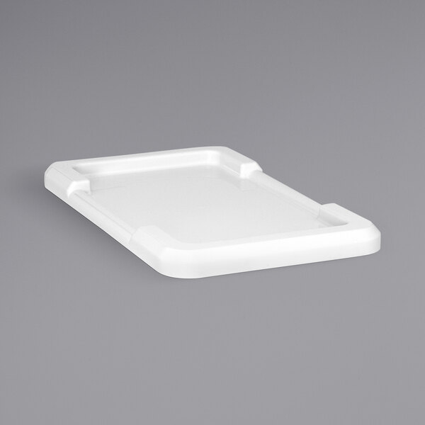 A white plastic tray with a white lid on it.