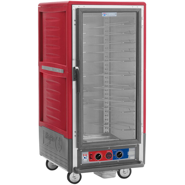 A red and grey Metro C5 holding and proofing cabinet.