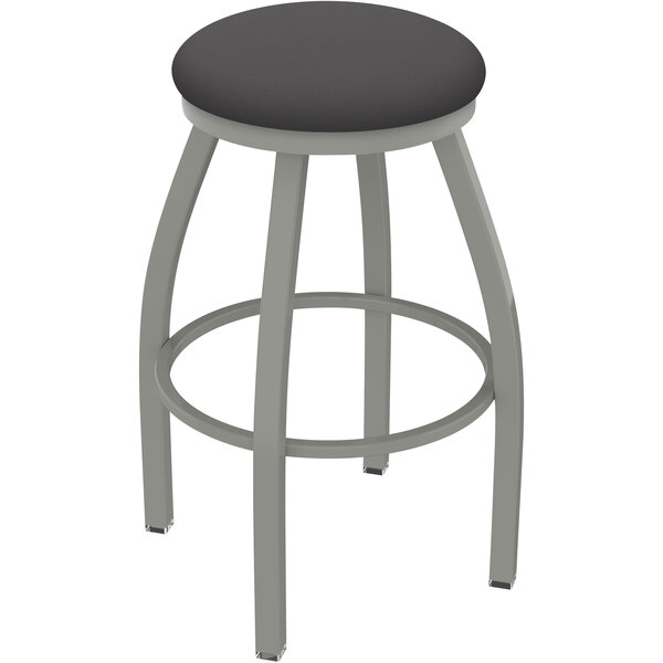 A Holland Bar Stool ladderback swivel bar stool with a Canter Storm seat in gray.