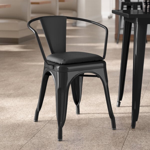 Lancaster Table & Seating Alloy Series Black Indoor Arm Chair with Black Vinyl Cushion