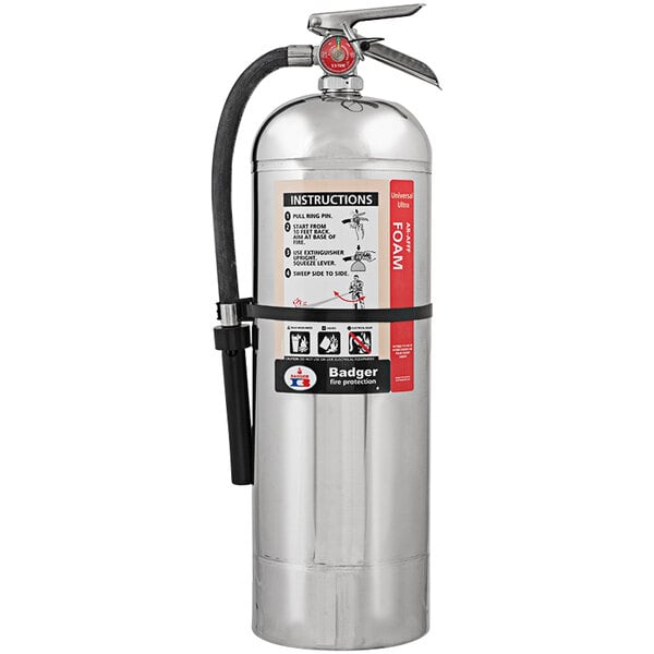 A Badger Ultra AR-AFFF Foam Fire Extinguisher container.