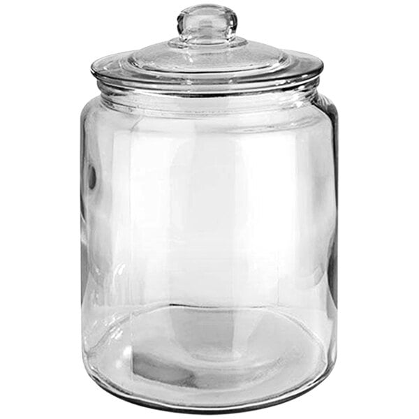 A clear glass jar with a metal lid.