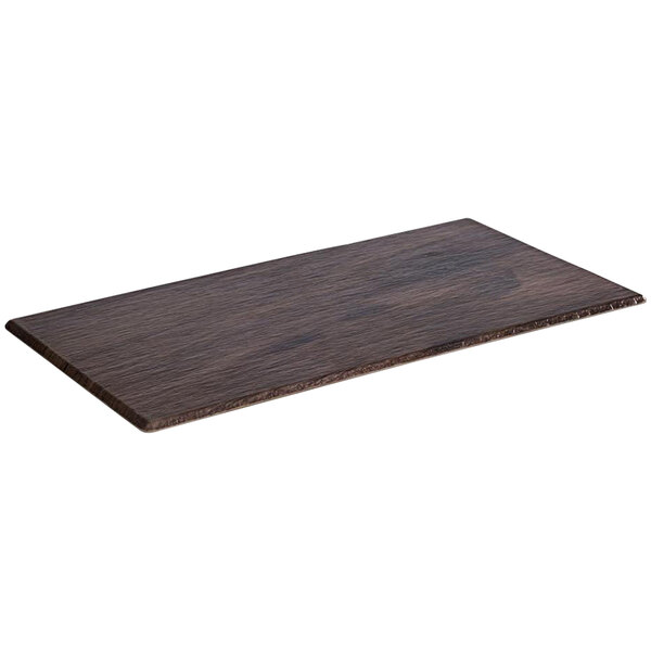 An APS Oak melamine serving tray on a wooden surface.