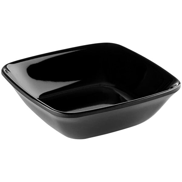 An APS black square melamine bowl.