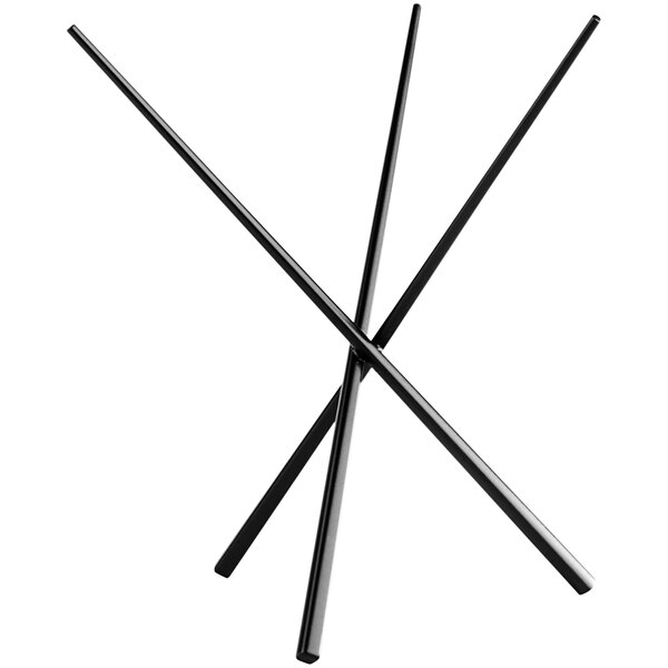 A black stainless steel cross-legged stand holding two chopsticks.