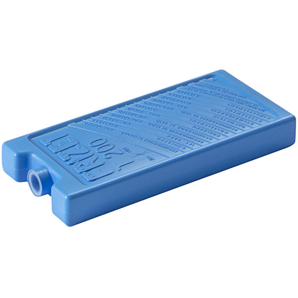 A blue rectangular Abert Domino ice pack with text on it.