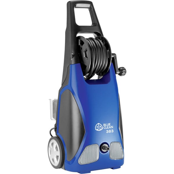 An AR North America Blue and black electric pressure washer.