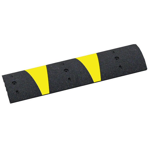 A black rubber strip with two yellow stripes.