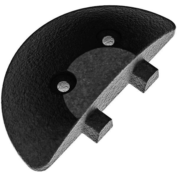 A black Plasticade rubber end cap with holes.