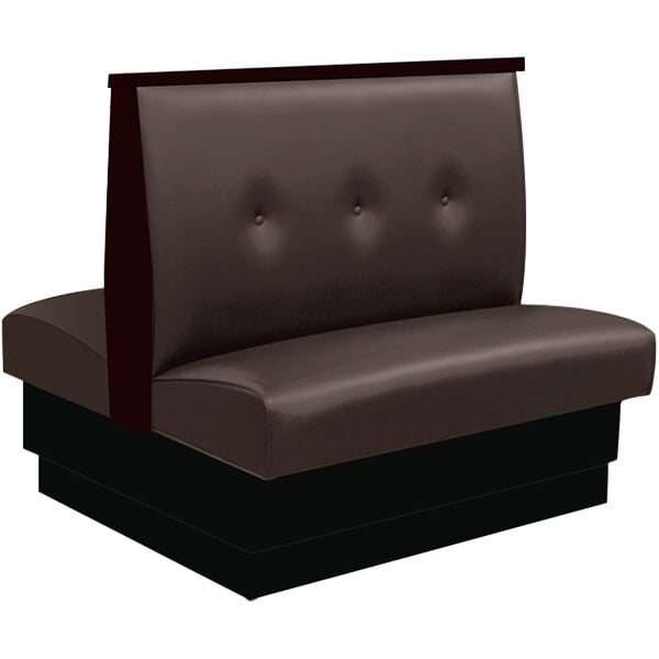 A brown leather booth with a black base and buttons.