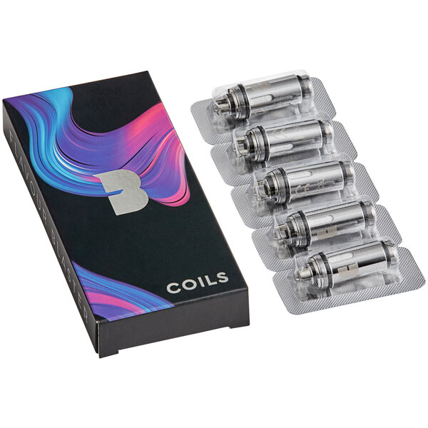 A box of Flavour Blaster disposable tank coils with 5 coils inside.