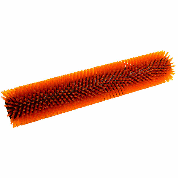 An orange Tornado hi-low grout brush with black bristles.