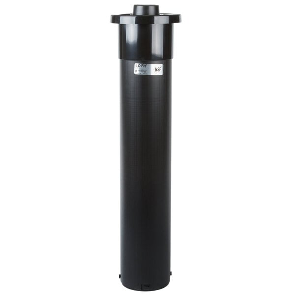 A black cylinder with a white cap.