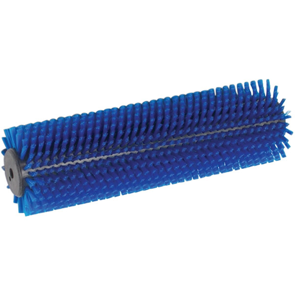 A blue cylindrical brush with bristles.