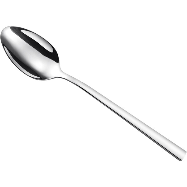 An Amefa Caractere stainless steel serving spoon with a long handle and a silver bowl.