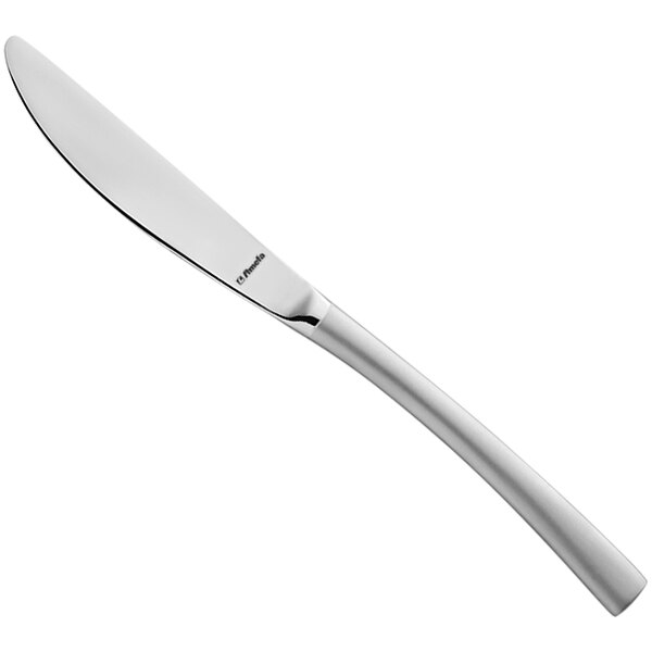 An Amefa Aurora stainless steel table knife with a long silver handle.
