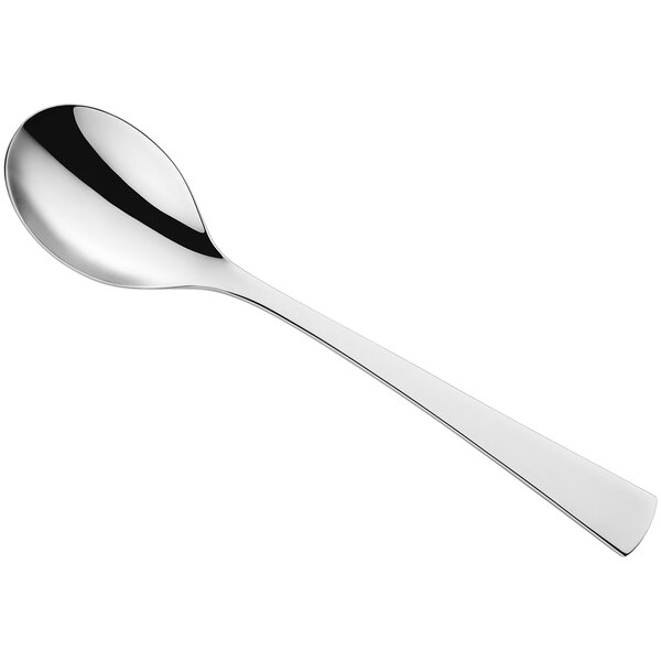 An Amefa Livia stainless steel serving spoon with a long handle.