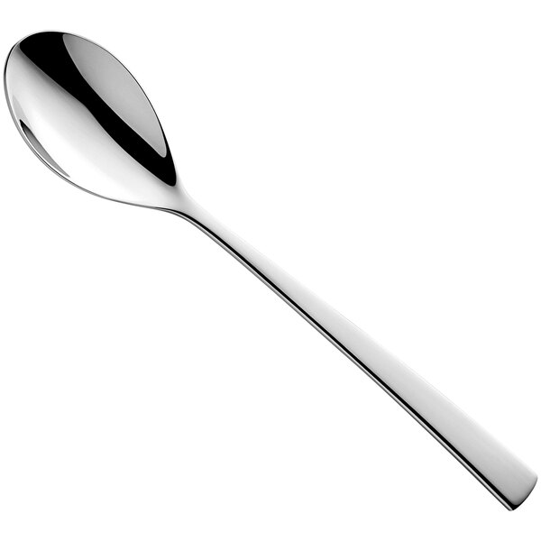 An Amefa Aurora stainless steel serving spoon with a long handle.