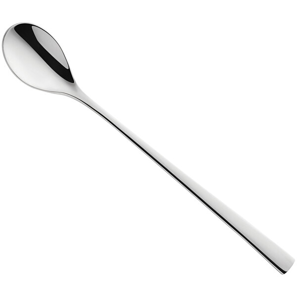 An Amefa Aurora stainless steel iced tea spoon with a long handle and a silver finish.