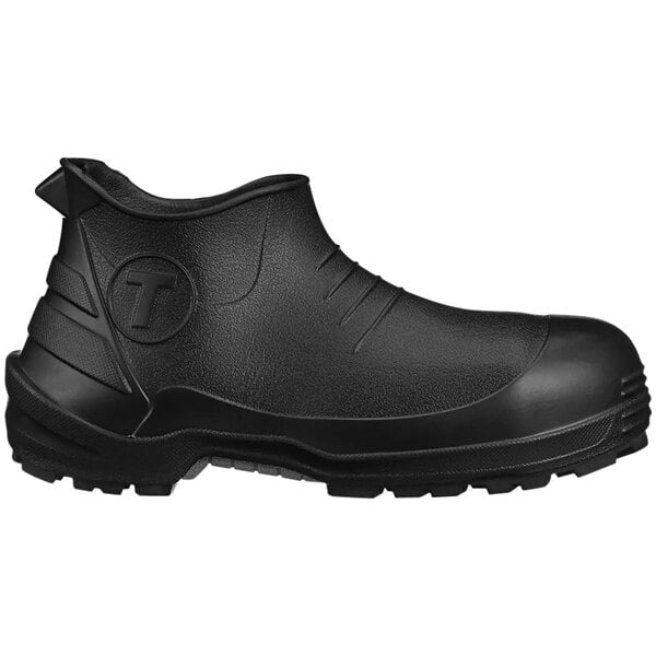 A black Tingley Flite safety shoe with a white background.