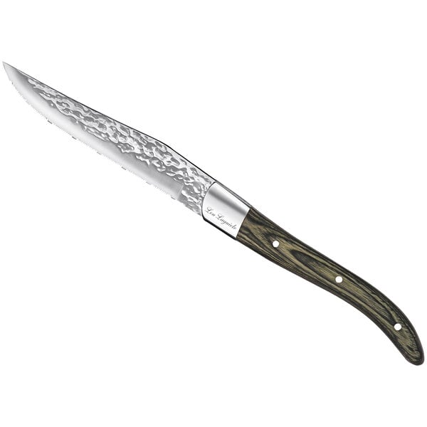 A Lou Laguiole steak knife with a pakkawood handle.