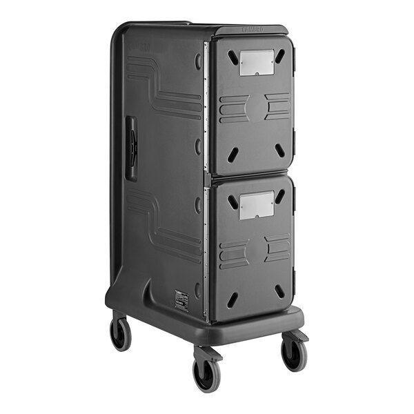A black Cambro Pro Cart Ultra with wheels and two passive compartments.