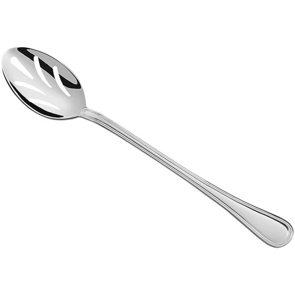A Libbey Louvre silver long-handle slotted serving spoon.