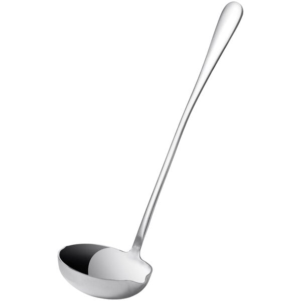 A long-handled silver Libbey Windsor punch ladle.