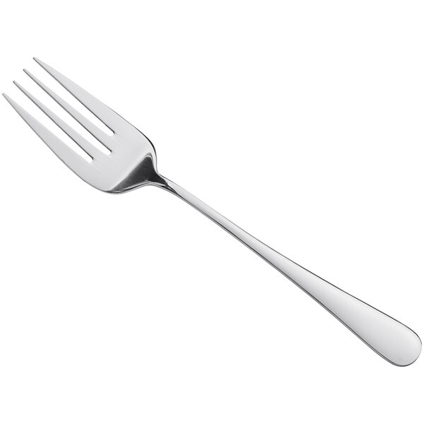 A Libbey Windsor stainless steel serving fork with a silver handle on a white background.