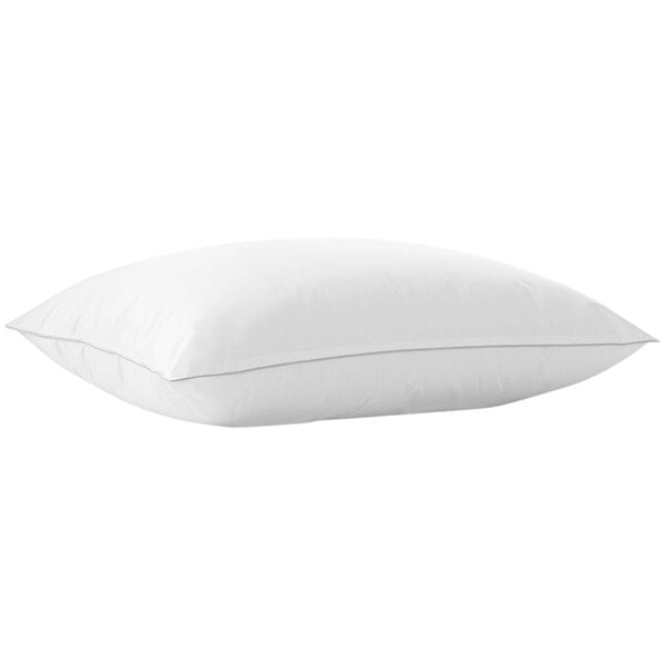 A white Restful Nights standard size firm density pillow with a white border.