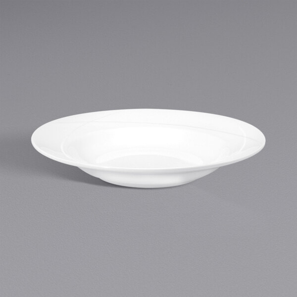 A Oneida Vision white bone china pasta bowl on a white background.
