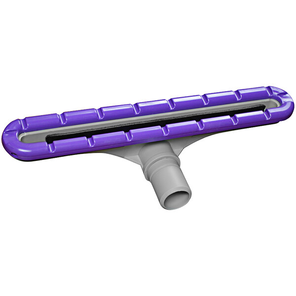 A purple and grey plastic floor tool with a handle and pipe attachment.