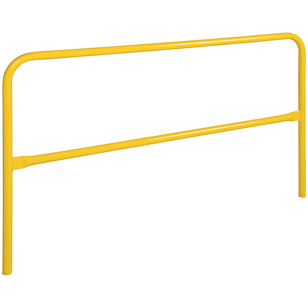 A yellow metal railing on a white background.