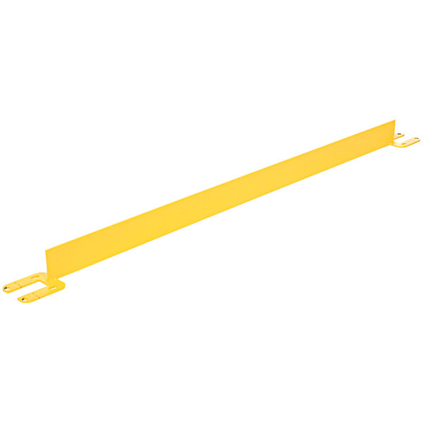 A yellow steel bar with metal brackets on each end.