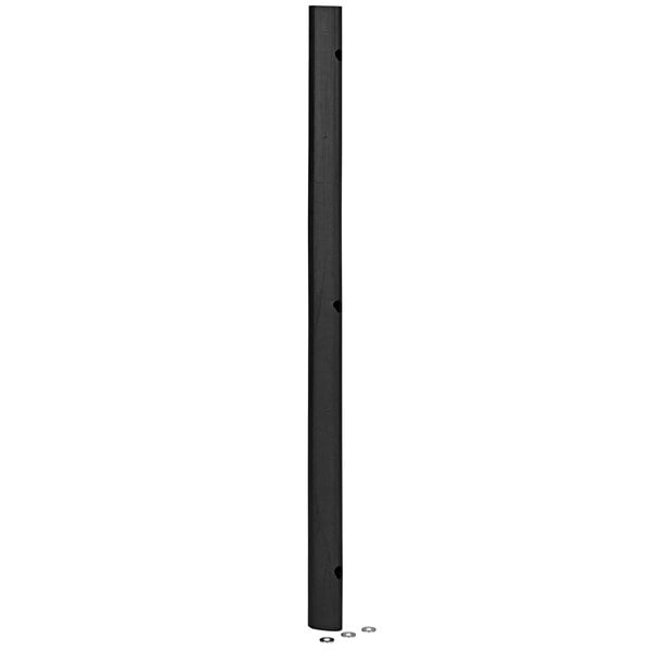 A black rectangular Vestil rubber fender bumper with a hole in the middle on a white background.