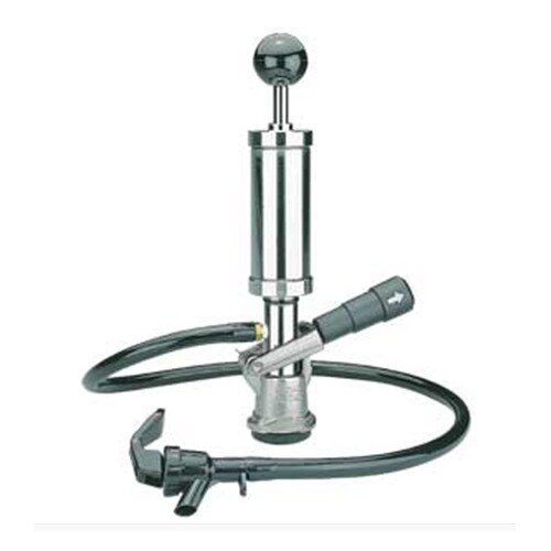 A silver and black Micro Matic party pump with a chrome-plated base.