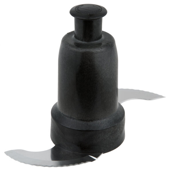 A black plastic Waring S blade with a round cap.