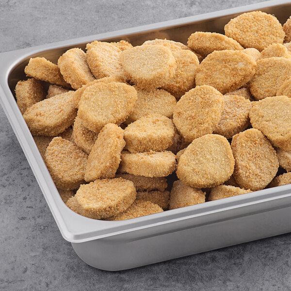 A tray filled with Rebellyous Vegan Kickin' Chicken Nuggets.