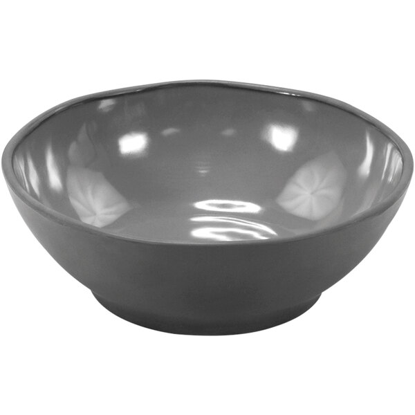 A Dalebrook charcoal gray melamine bowl with a white background.