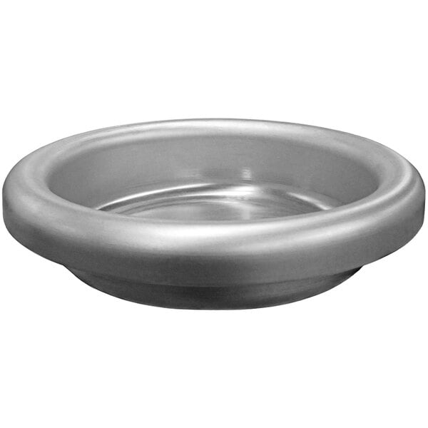 A silver bowl with a white background.