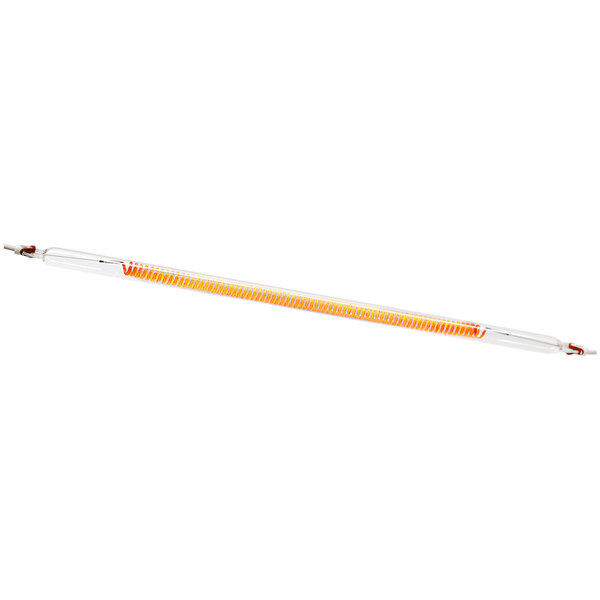 A long orange lamp element tube with a white background.