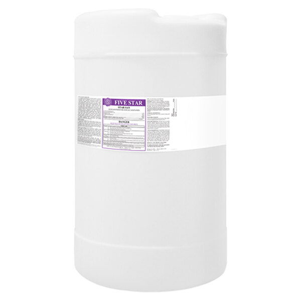 A white container of Five Star Chemicals Star San High-Foaming Brewery Sanitizer with a purple label.