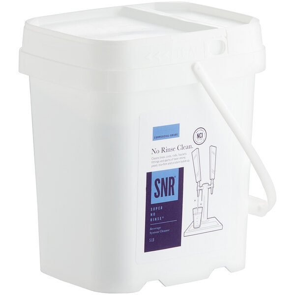 A white plastic bucket with a lid and handle.